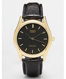 CASIO | Casio MTP-1154PQ-1AEF Black Face Croc Watch - Black(アナログ腕時計)