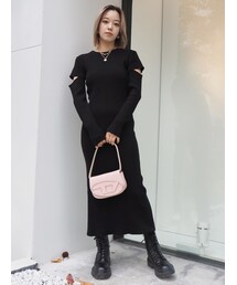 EVRIS | スラッシュアームリブニットワンピース(ワンピース)