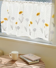 1ロール【新品】白いカフェカーテン❤︎ ゴールドと緑の刺繍❤︎ロール