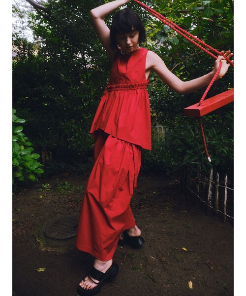 ワンピース UN3D. SIDE GATHER BELTED OP UN3D. SIDE GATHER BELTED OP ミックス