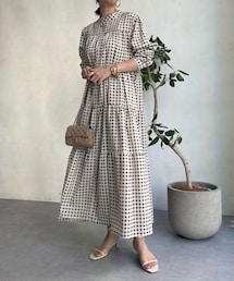 DouDou | 【WEB限定】 SSプリントティアードワンピース(ワンピース)