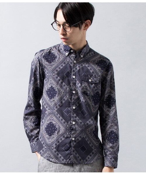 JUNRED(ジュンレッド)の「【先行予約】バンダナガラシャツ 2015SS(ブラウス/シャツ・メンズ・ホワイト/ネイビー・0/1/2)」の2枚目の写真