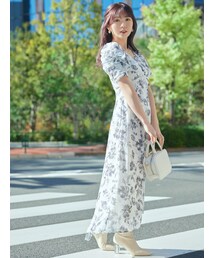 MERCURYDUO | 【かわにしみきコラボ】フラワーギャザースリーブワンピース(ワンピース)