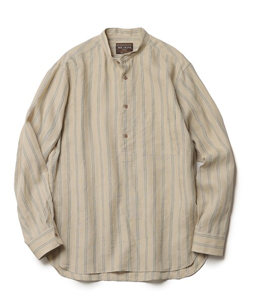 希少 日本製 Mr.Olive ミスターオリーブ ストライプシャツコート MR.OLIVE（ミスターオリーブ）の「MROLIVE / STRIPE LINEN CLOTH
