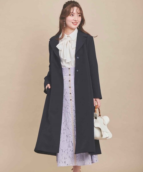 美品✨フランコフェラーロ　総レーススプリングコート　フレア　ロング　紺　3 31 Sons de mode（トランテアン ソン ドゥ モード）の「【予約】バック