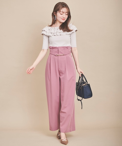 31 Sons de mode（トランテアン　ソン　ドゥ　モード）の「【予約】カラーワイドパンツ（パンツ・レディース・32ピンク/61グリーン/70ネイビー・36/38）」の9枚目の写真