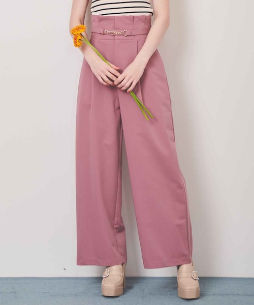31 Sons de mode（トランテアン　ソン　ドゥ　モード）の「【予約】カラーワイドパンツ（パンツ・レディース・32ピンク/61グリーン/70ネイビー・36/38）」の8枚目の写真