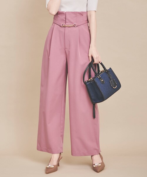 31 Sons de mode（トランテアン　ソン　ドゥ　モード）の「【予約】カラーワイドパンツ（パンツ・レディース・32ピンク/61グリーン/70ネイビー・36/38）」の12枚目の写真