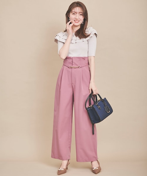 31 Sons de mode（トランテアン　ソン　ドゥ　モード）の「【予約】カラーワイドパンツ（パンツ・レディース・32ピンク/61グリーン/70ネイビー・36/38）」の11枚目の写真