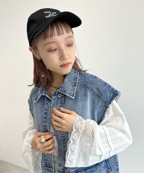 w closet（ダブルクローゼット）の「★先行予約★ビッグデニムベスト【2月上旬入荷】（ジャケット/アウター・レディース・ケミカルブルー・FREE）」の6枚目の写真