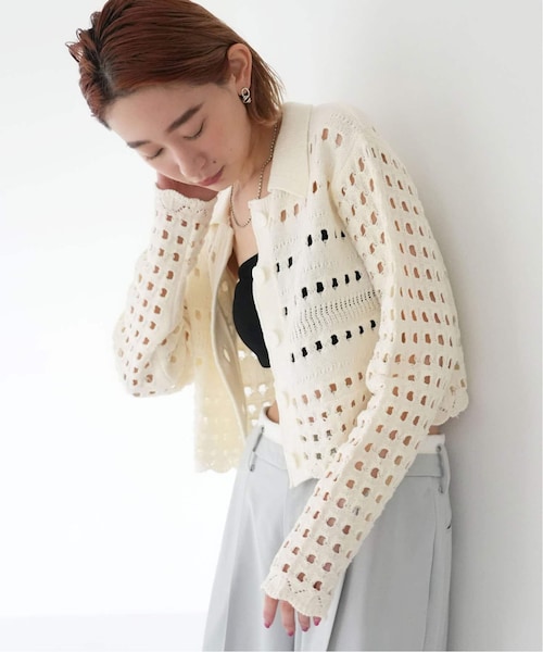 SLOBE IENA(スローブイエナ)の「《予約》SLOBE citron.メッシュアミポロカーディガン(その他・ナチュラル/フリー)」の12枚目の写真