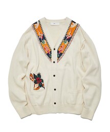 Jacquard knit cardigan