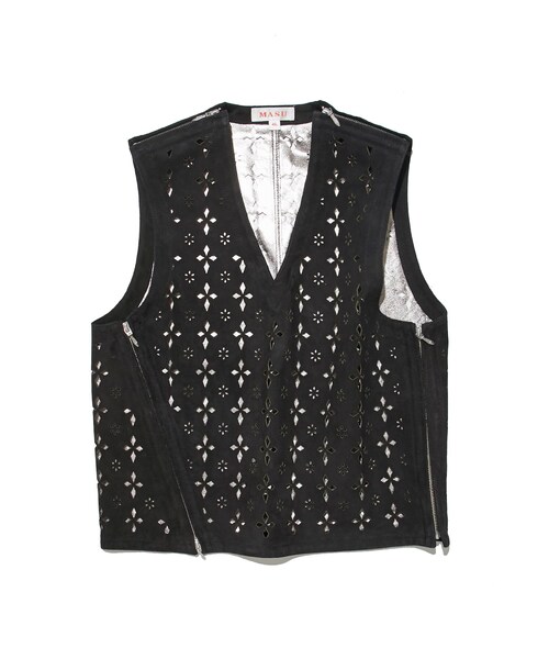 masu diamond-cut leather vest【siz46/黒】 MASU / DIAMOND-CUT LEATHER VEST-MASUの通販EQUAL