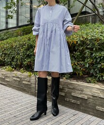 DouDou | SS ストライプギャザーチュニックブラウス(シャツ/ブラウス)