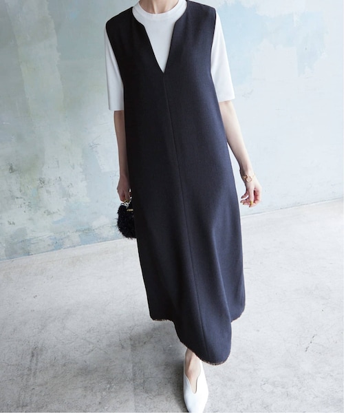 【k.yプロフィール読んで下さい！】新品タグ付 スローブイエナ ワンピース SLOBE IENA（スローブイエナ）の「《予約》ループツイードキーネック