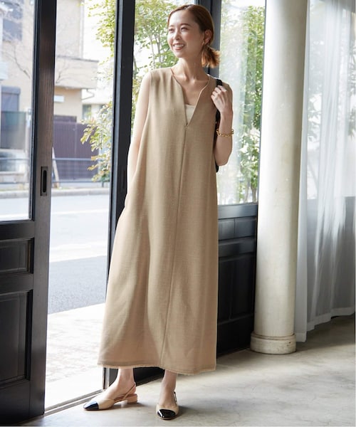 【k.yプロフィール読んで下さい！】新品タグ付 スローブイエナ ワンピース SLOBE IENA（スローブイエナ）の「《予約》ループツイードキーネック