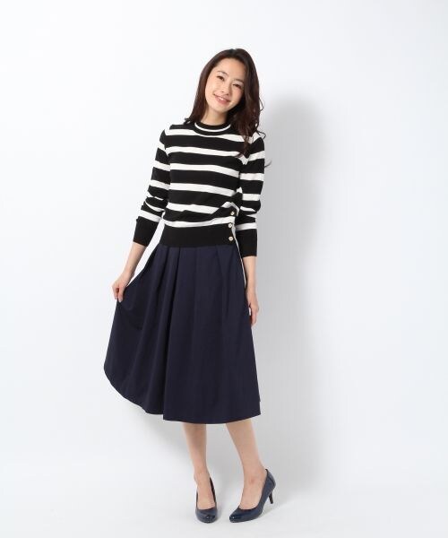 BLISS POINT Womens（ブリスポイント ウイメンズ）の「9ゲージボーダースソボタンプルオーバー（トップス・レディース・ホワイト×ネイビー/ブラック×ホワイト/ブラウン×イエロー・FREE SIZE）」の5枚目の写真