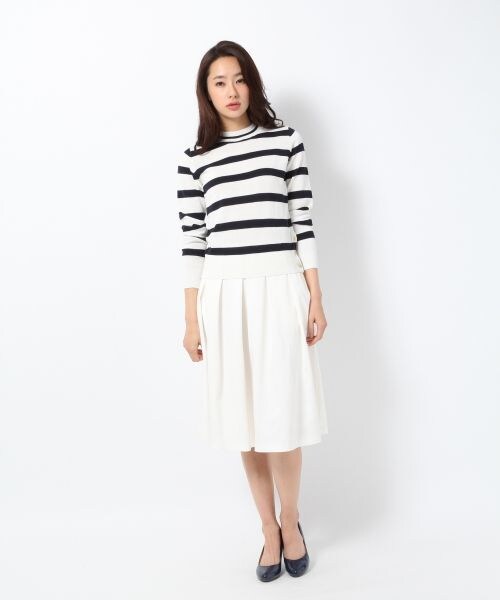 BLISS POINT Womens（ブリスポイント ウイメンズ）の「9ゲージボーダースソボタンプルオーバー（トップス・レディース・ホワイト×ネイビー/ブラック×ホワイト/ブラウン×イエロー・FREE SIZE）」の4枚目の写真