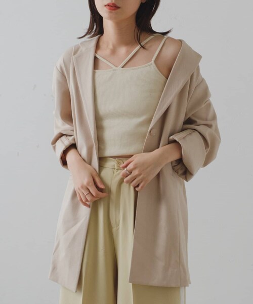 Kastane（カスタネ）の「【1/27(金)12:00発売】カルゼテーラードジャケット（テーラードジャケット・レディース・アイボリー/ピンク/グレー・F）」の2枚目の写真