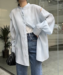 CAPRICIEUX LE'MAGE | スリット開きシアーシャツ(シャツ/ブラウス)