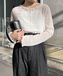 CAPRICIEUX LE'MAGE | チュールシャーリングプルオーバー(Tシャツ/カットソー)