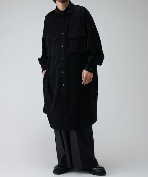 美品 Lui's キュプラ 羽織り シャツ コート ロング ガウン ルイス Lui