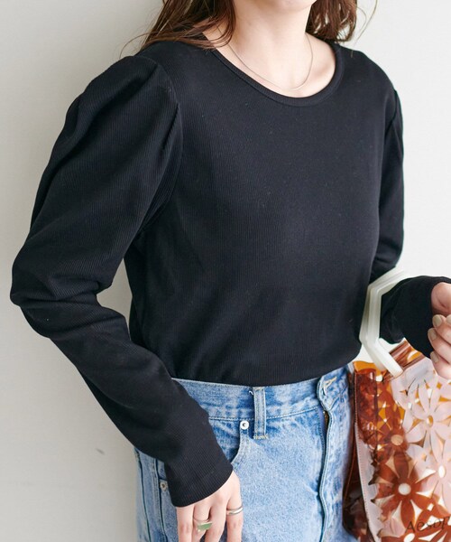 DISCOAT（ディスコート）の「【SS先行予約アイテム】リブパワショルプルオーバー（Tシャツ/カットソー・レディース・オフホワイト/ピンク/トープ/ブラック・F）」の3枚目の写真