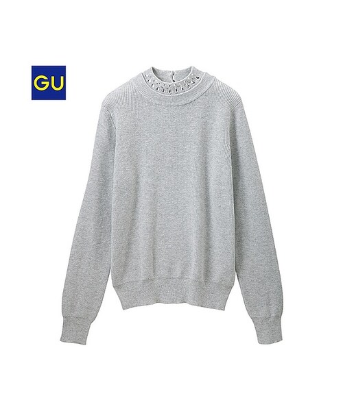 GU（ジーユー）の「（GU）レイヤードネックセーター（長袖）（WOMEN ⁄ ニット・レディース・BLUE/NAVY/GRAY・L/XL/M/S）」の2枚目の写真