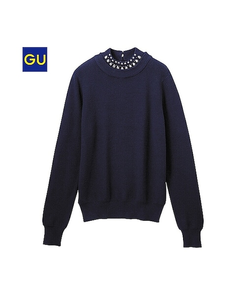 GU（ジーユー）の「（GU）レイヤードネックセーター（長袖）（WOMEN ⁄ ニット・レディース・BLUE/NAVY/GRAY・L/XL/M/S）」の3枚目の写真