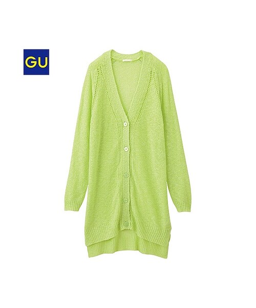 GU(ジーユー)の「(GU)スラブロングカーディガン(長袖)(WOMEN ⁄ パーカ・カーディガン・レディース・GREEN/GRAY/NAVY・L/S/M/XL)」の1枚目の写真