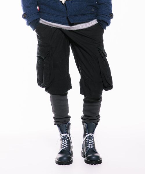VIRGOwearworks(ヴァルゴウェアワークス)の「2 SHADOW OBLIQUES レイヤード カーゴパンツ(パンツ・メンズ・KHAKI/BLACK・2/3/4)」の1枚目の写真