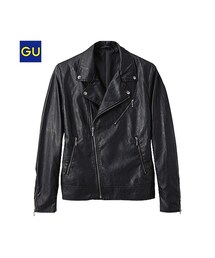 GU | （GU）レザータッチダブルライダースジャケットＡ(ジャケット/アウター)