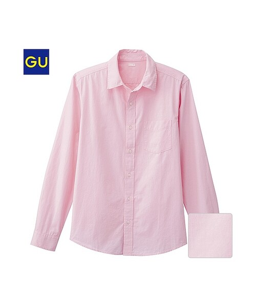 GU（ジーユー）の「（GU）ブロードシャツ（長袖）Ｆ（MEN ⁄ シャツ・メンズ・NAVY/BLACK/PINK/LIGHT BLUE/WHITE/BLUE・M/L/XL/S）」の6枚目の写真