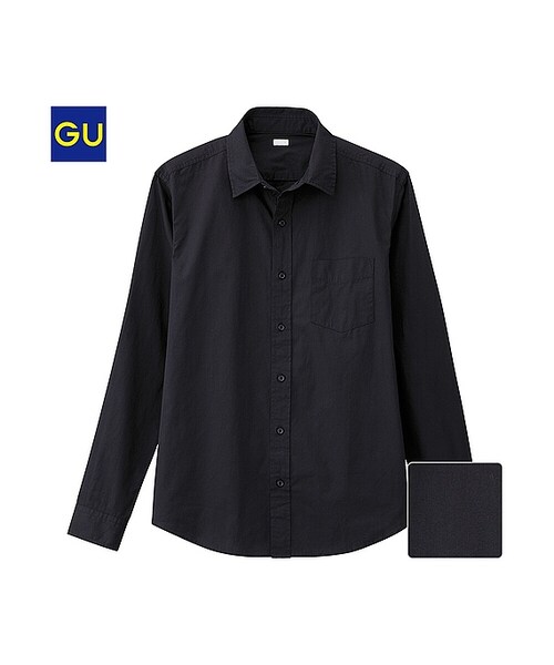 GU（ジーユー）の「（GU）ブロードシャツ（長袖）Ｆ（MEN ⁄ シャツ・メンズ・NAVY/BLACK/PINK/LIGHT BLUE/WHITE/BLUE・M/L/XL/S）」の3枚目の写真