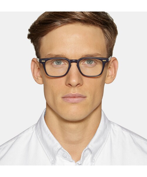 THOM BROWNE（トムブラウン）の「Thom Browne Square-Frame Acetate Optical Glasses（メガネ・メンズ・Blue・One Size）」の7枚目の写真