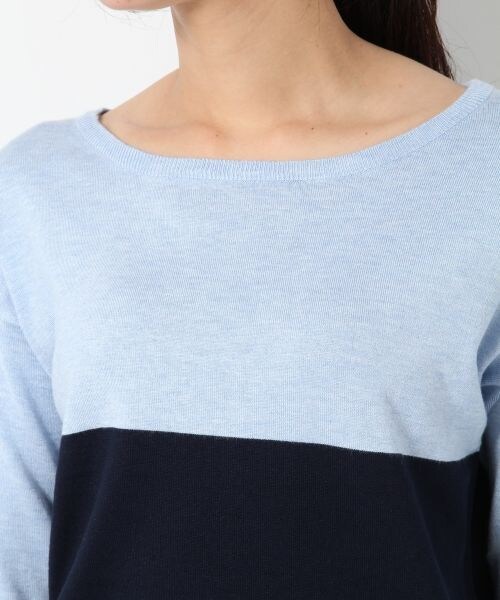 BLISS POINT Womens（ブリスポイント ウイメンズ）の「【抗菌防臭】15SSバイカラーボートネックプルオーバー（トップス・レディース・ホワイト×ブラック/ピンク×グレー/イエロー×グレー/グレー×グリーン/ライトブルー×ネイビー/ネイビー×ホワイト・Ｍ/Ｌ）」の9枚目の写真