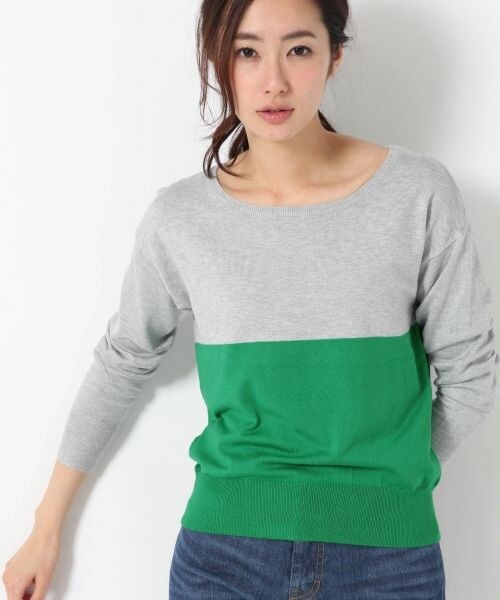 BLISS POINT Womens（ブリスポイント ウイメンズ）の「【抗菌防臭】15SSバイカラーボートネックプルオーバー（トップス・レディース・ホワイト×ブラック/ピンク×グレー/イエロー×グレー/グレー×グリーン/ライトブルー×ネイビー/ネイビー×ホワイト・Ｍ/Ｌ）」の5枚目の写真