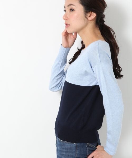 BLISS POINT Womens（ブリスポイント ウイメンズ）の「【抗菌防臭】15SSバイカラーボートネックプルオーバー（トップス・レディース・ホワイト×ブラック/ピンク×グレー/イエロー×グレー/グレー×グリーン/ライトブルー×ネイビー/ネイビー×ホワイト・Ｍ/Ｌ）」の6枚目の写真