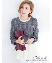 catworld | 高雅荷葉領雪紡百摺洋裝(その他)