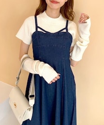 OLIVE des OLIVE | 【WEB限定カラーあり】コルセット見えデニムキャミワンピース(ワンピース)