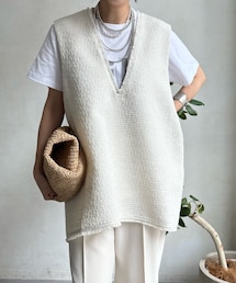 DouDou | ツイード深Vベスト(ベスト)