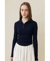 AMONG（アマング）の「[23SS] A RIBBED BUTTON COLLAR T_NAVY（その他）」