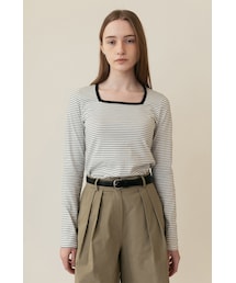 AMONG（アマング）の「[23SS] A SQUARE NECK STRIPE T_IVORY（その他）」