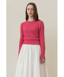 AMONG（アマング）の「[23SS] A CABLE RIBBON KNIT TOP_PINK（その他）」