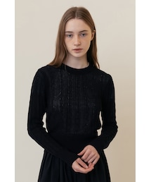 AMONG（アマング）の「[23SS] A CABLE RIBBON KNIT TOP_NAVY（その他）」