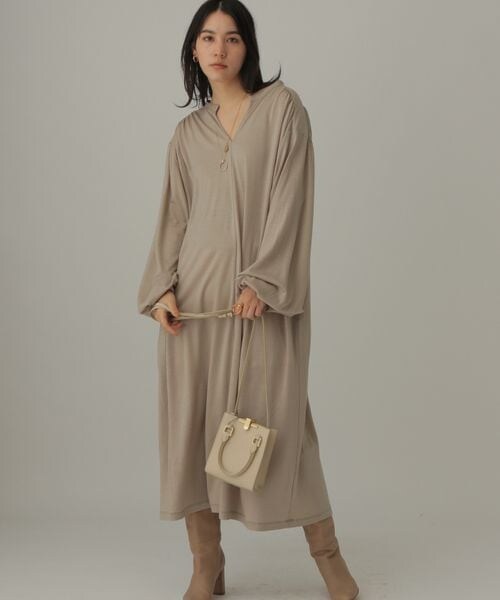 美品✨カオス リンタージャージーワンピース ふんわりギャザー ウール 日本製 カオスリンタージャージーワンピース