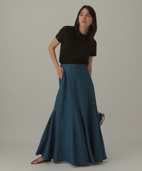 美品✨カオス リネン100% ロングフレアスカート タック ベージュ