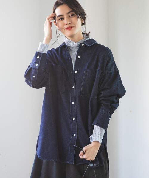 LEPSIM（レプシィム）の「リョウポケBIGシャツ2（トップス・レディース・オフホワイト05/カーキ74/インディゴ85/ネイビー88・FREE SIZE）」の13枚目の写真