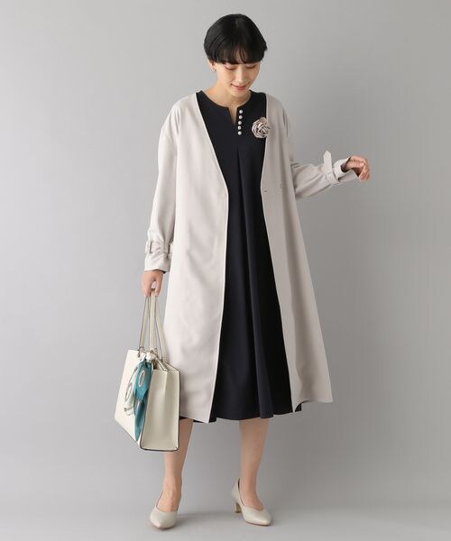 LEPSIM（レプシィム）の「きれいめノーカラーコート（ジャケット/アウター・ブラック09/グレージュ13・FREE SIZE）」の15枚目の写真