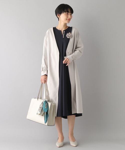 LEPSIM（レプシィム）の「きれいめノーカラーコート（ジャケット/アウター・ブラック09/グレージュ13・FREE SIZE）」の16枚目の写真